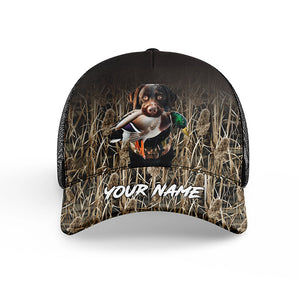 Duck Hunting Dogs Waterfowl Camo Custom Name Hat, Duck Hunting Mesh Back Cap, Hunting Hat FSD4562