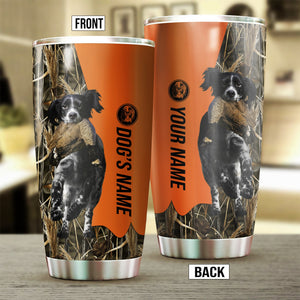 Black and white English Setter Birds & Deer shed Hunting Dog Custom name Stainless Steel Tumbler Cup FSD4330