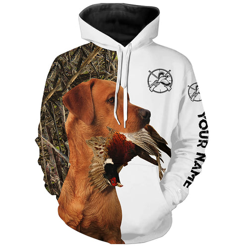 Pheasant Hunting With Dog Fox Red Labrador Custom Name 3D Full Printing Shirts For Men Women - Personalized Hunting Gifts FSD2724