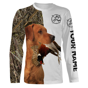 Pheasant Hunting With Dog Fox Red Labrador Custom Name 3D Full Printing Shirts For Men Women - Personalized Hunting Gifts FSD2724