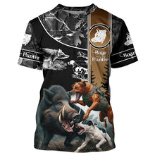 Load image into Gallery viewer, Wild Boar Hunting with Dogs Camo Custom Name Shirts, Boar hunting shirt, Gift for hunter FSD570