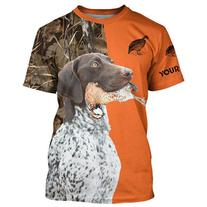 Quail hunting with German Shorthaired Pointer custom bird hunting shirts, Pointing dog hunting gifts FSD3733