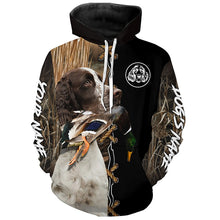 Load image into Gallery viewer, English Springer Spaniel Hunting Dog Custom Name Hoodie Shirt for Hunter FSD4689