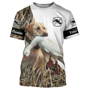 Snow Goose hunting with dog yellow labrador Custom Name All over print Shirt, Hunting gift ideas FSD1968