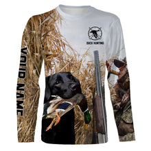 Load image into Gallery viewer, Duck hunting with Dog Black Labs Custom Name All over print Shirts, Duck hunting gifts FSD4013