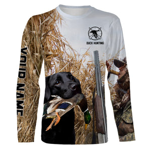 Duck hunting with Dog Black Labs Custom Name All over print Shirts, Duck hunting gifts FSD4013
