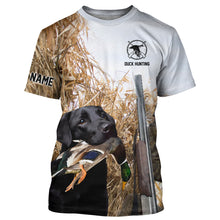 Load image into Gallery viewer, Duck hunting with Dog Black Labs Custom Name All over print Shirts, Duck hunting gifts FSD4013