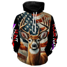 Load image into Gallery viewer, Deer Hunting American flag Custom name Shirts for Hunter, Best Deer Hunting Gifts FSD426