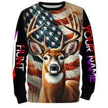 Load image into Gallery viewer, Deer Hunting American flag Custom name Shirts for Hunter, Best Deer Hunting Gifts FSD426