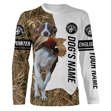 Load image into Gallery viewer, Pheasant Hunting with English Pointer Custom Name Camo Full Printing Shirts, Pointer hunting dog - FSD2760