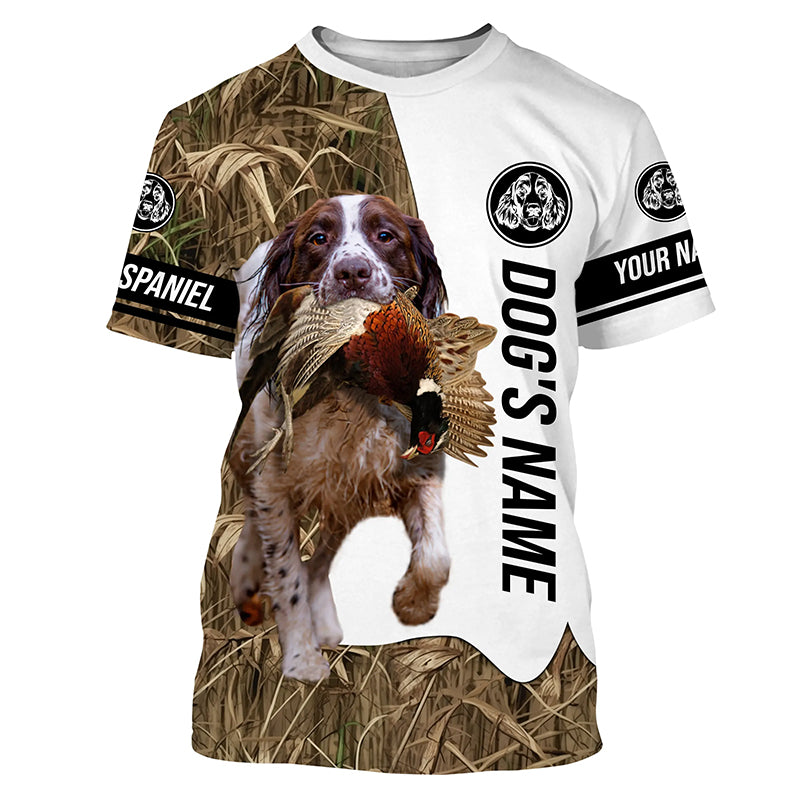 Pheasant Hunting with Springer Spaniel Dog Custom Name Camo Full Printing Shirts, English Springer Spaniel - FSD2770