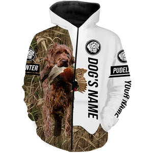 Pheasant Hunting with Pudelpointer Dog Custom Name Camo Full Printing Shirts, Hunting dog bird Hunter - FSD2771