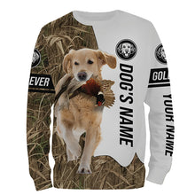 Load image into Gallery viewer, Pheasant Hunting with Golden Retriever Dog Custom Name Camo Full Printing Shirts, Hoodie FSD3537