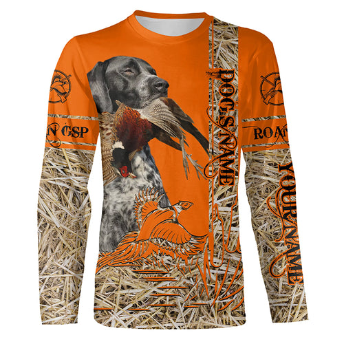 Black Roan GSP Dog Pheasant Hunting Blaze Orange Hunting Shirts for Hunter, Bird Hunters FSD4159