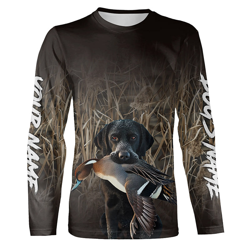 Black Labrador Retriever Dog Pintails Hunting Waterfowl Camo Shirts, Pintail Hunting clothes FSD4543