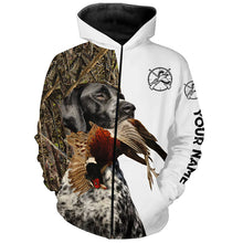 Load image into Gallery viewer, Pheasant Hunting With Dog black roan GSP German Shorthaired Pointer Customize Name Shirts - Personalized Hunting Gift FSD2162