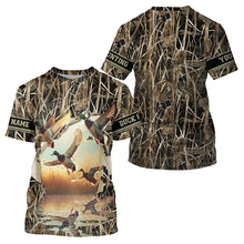 Load image into Gallery viewer, Mallard Duck Hunting Waterfowl Camo Custom Name Shirts for Men and Kid, Duck Hunting clothing FSD688