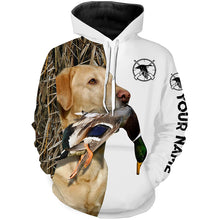 Load image into Gallery viewer, Duck Hunting With Dog Yellow Labrador Retriever Custom Name 3D All Over Print Shirt, Hoodie Personalized Hunting Gifts FSD1861