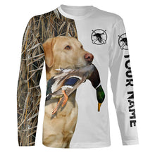 Load image into Gallery viewer, Duck Hunting With Dog Yellow Labrador Retriever Custom Name 3D All Over Print Shirt, Hoodie Personalized Hunting Gifts FSD1861