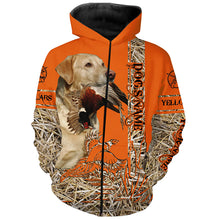 Load image into Gallery viewer, Yellow Labrador Retriever Dog Pheasant Hunting Blaze Orange Hunting Shirts, Pheasant Hunting Clothing FSD4164