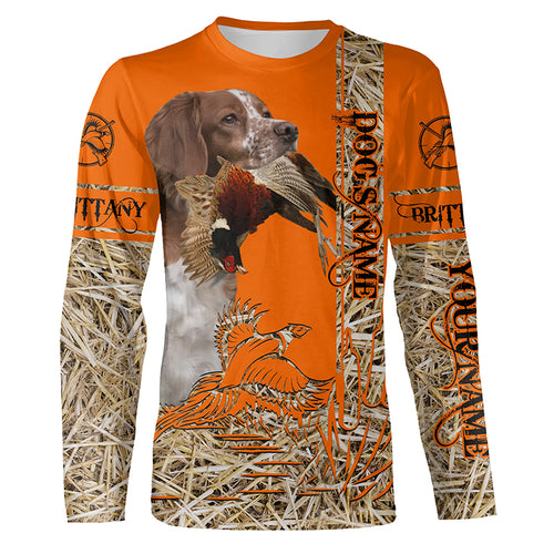 Brittany Dog Pheasant Hunting Blaze Orange Hunting Shirts, Pheasant Hunting Clothing FSD4166