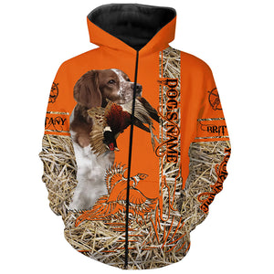 Brittany Dog Pheasant Hunting Blaze Orange Hunting Shirts, Pheasant Hunting Clothing FSD4166