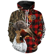 Load image into Gallery viewer, German Shorthaired Pointer Hunting Dog Red Plaid Fall Camo Custom Name all over printing Shirts FSD4225