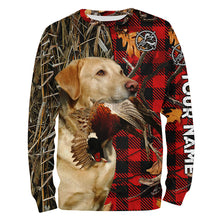 Load image into Gallery viewer, Yellow Labrador Retriever Hunting Dog Red Plaid Fall Camo Custom Name all over printing Shirts FSD4227