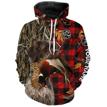 Load image into Gallery viewer, Wirehaired Pointing Griffon Hunting Dog Red Plaid Fall Camo Custom Name all over printing Shirts FSD4228