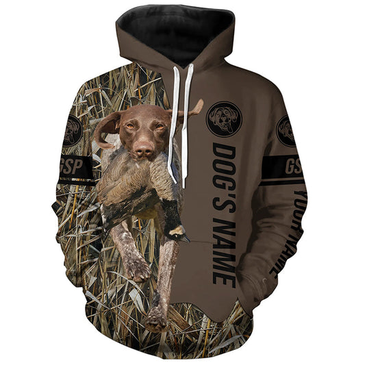 German Shorthaired Pointer Hunting dog customized Name Shirt, camo and brown color FSD4669