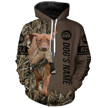 Vizsla Hunting dog customized Name Shirt, camo and brown color FSD4675