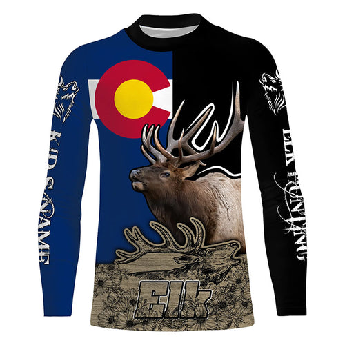 Colorado Elk Hunting CO flag Custom Name Full printing Shirts, Personalized Elk hunting gifts FSD3125