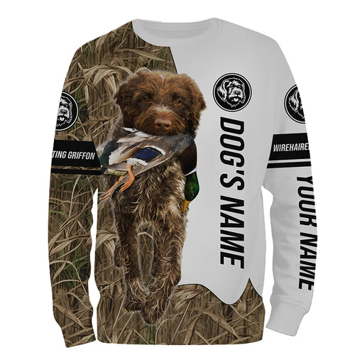 Duck Hunting Dog Wirehaired pointing griffon Customize Name Camo 3D All Over Printed Shirts FSD3440