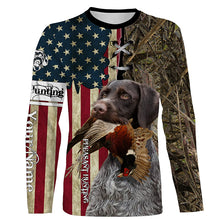Load image into Gallery viewer, Deutsch Drahthaar Hunting Bird Dog Pheasant Hunter American flag full printing shirt, Hoodie FSD3247
