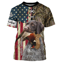 Load image into Gallery viewer, Deutsch Drahthaar Hunting Bird Dog Pheasant Hunter American flag full printing shirt, Hoodie FSD3247