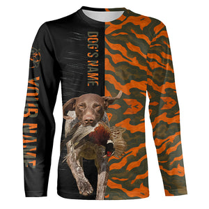 German Shorthaired Pointer GSP Pheasant Hunting Dog Orange camo Custom Name all over print Shirts FSD4232