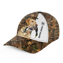 Load image into Gallery viewer, Duck hunting with Yellow Labrador Retriever 3D camo Custom Name hunting hat Adjustable Unisex hunting Baseball hat FSD2632