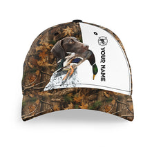 Load image into Gallery viewer, Duck hunting with German Shorthaired Pointer 3D camo Custom Name hunting hat Adjustable Unisex hunting Baseball hat FSD2633