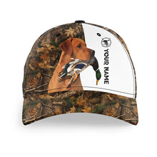 Load image into Gallery viewer, Duck hunting with Dog Fox Red Labrador 3D camo Custom Name hunting hat Adjustable Unisex hunting Baseball hat FSD2635