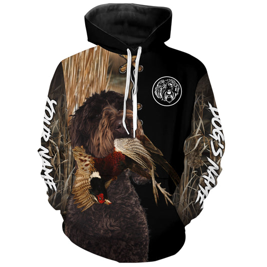 Chocolate Labradoodle Hunting Dog Custom Name Hoodie Shirt for Hunter FSD4763