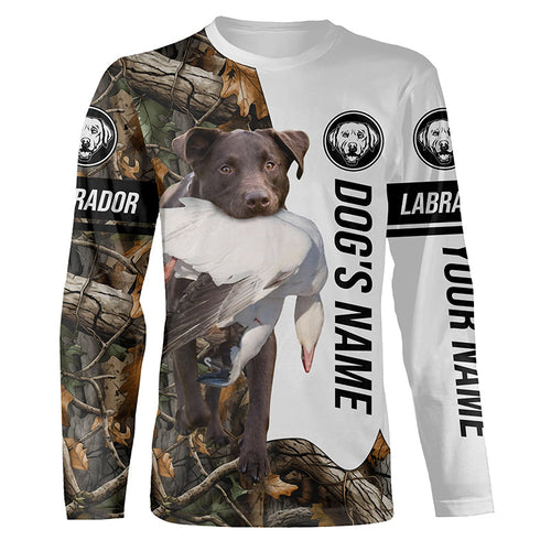 Snow Goose Hunting Dog Chocolate Labs customize name Camo Full Printing Shirts, Best Hunting Gifts FSD3448