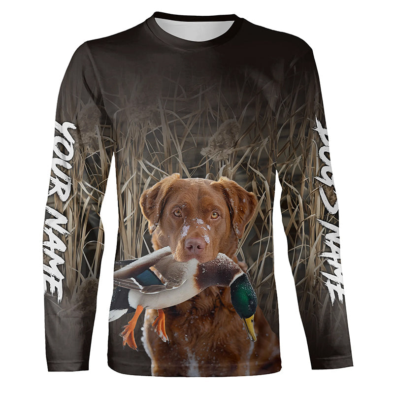 Duck Hunting Waterfowl Camo Chesapeake Bay Retriever Dog Hunting Shirts, Personalized Duck Hunting clothes FSD4544