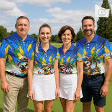 Load image into Gallery viewer, Funny Hawaiian Bird Golf Jersey, Personalized Tropical Parrot Mens Golf Polo Shirt NHT1190