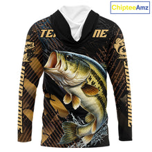 Load image into Gallery viewer, Bass Hooded Fishing Shirts Long Sleeve Sport Style Personalized Name, Fishing Shirt Jersey NHT512