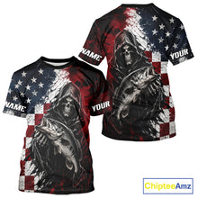 Load image into Gallery viewer, Grim Reaper Largemouth Bass Jersey – American Flag Patriotic Fisherman Fishing T-Shirt