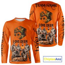 Load image into Gallery viewer, Deer Hunting Orange Hoodie, Long Sleeve Shirt Custom Name, Team Name Gift For Hunter NHT05
