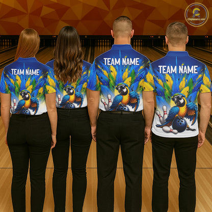 Custom Green Funny Parrot Bowling Jersey For Men Bowling League Bowling Team Shirts NHT1201