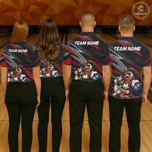 Load image into Gallery viewer, Personalized Team Jersey Women's Custom Cowboy Duck Bowling Polo &amp; 1/4 Zip Shirt |Red NHT1204