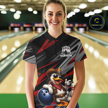 Load image into Gallery viewer, Personalized Team Jersey Women's Custom Cowboy Duck Bowling Polo &amp; 1/4 Zip Shirt |Red NHT1204