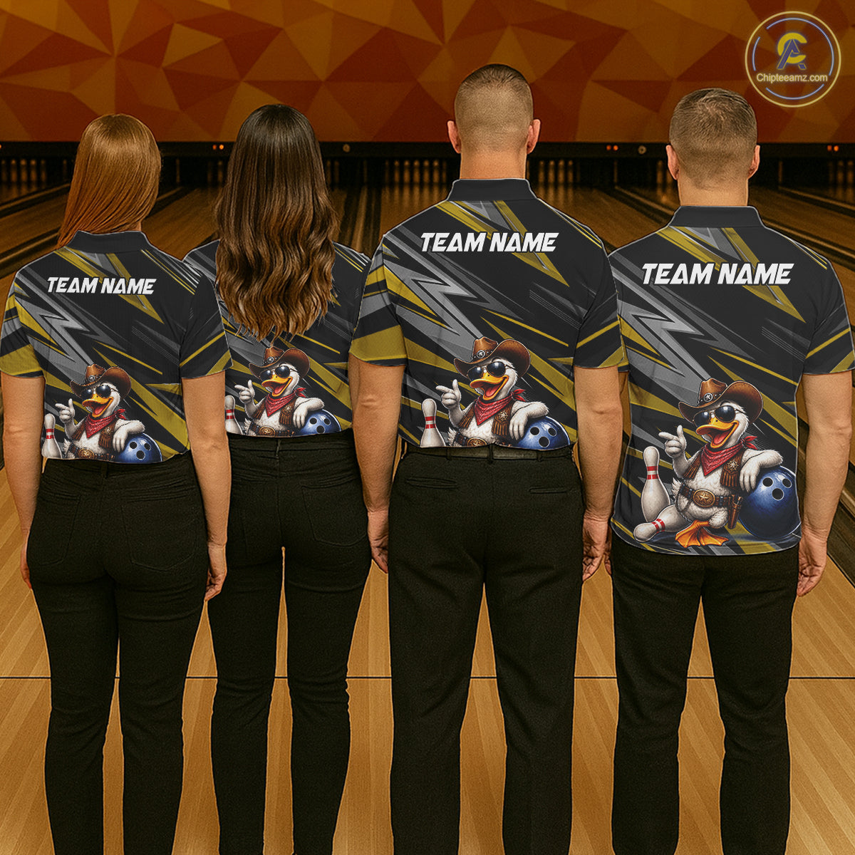 Personalized Team Jersey Men's Custom Cowboy Duck Bowling Polo & 1/4 Zip Shirt |Yellow NHT1207